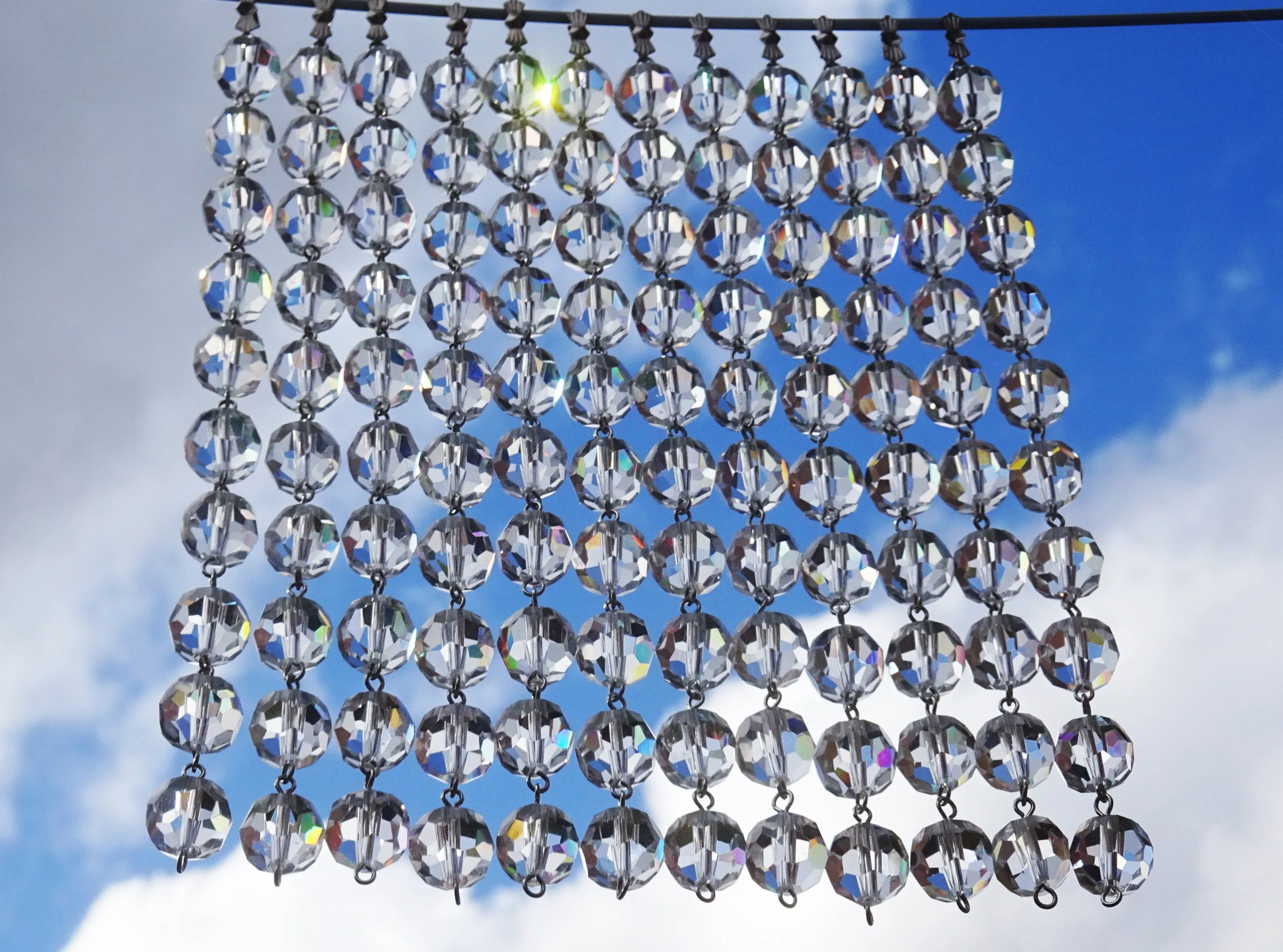 1 Strand 12 mm Clear Transparent Chandelier Ball Drops Cut Glass Crystals Garlands Beads Droplets colourless