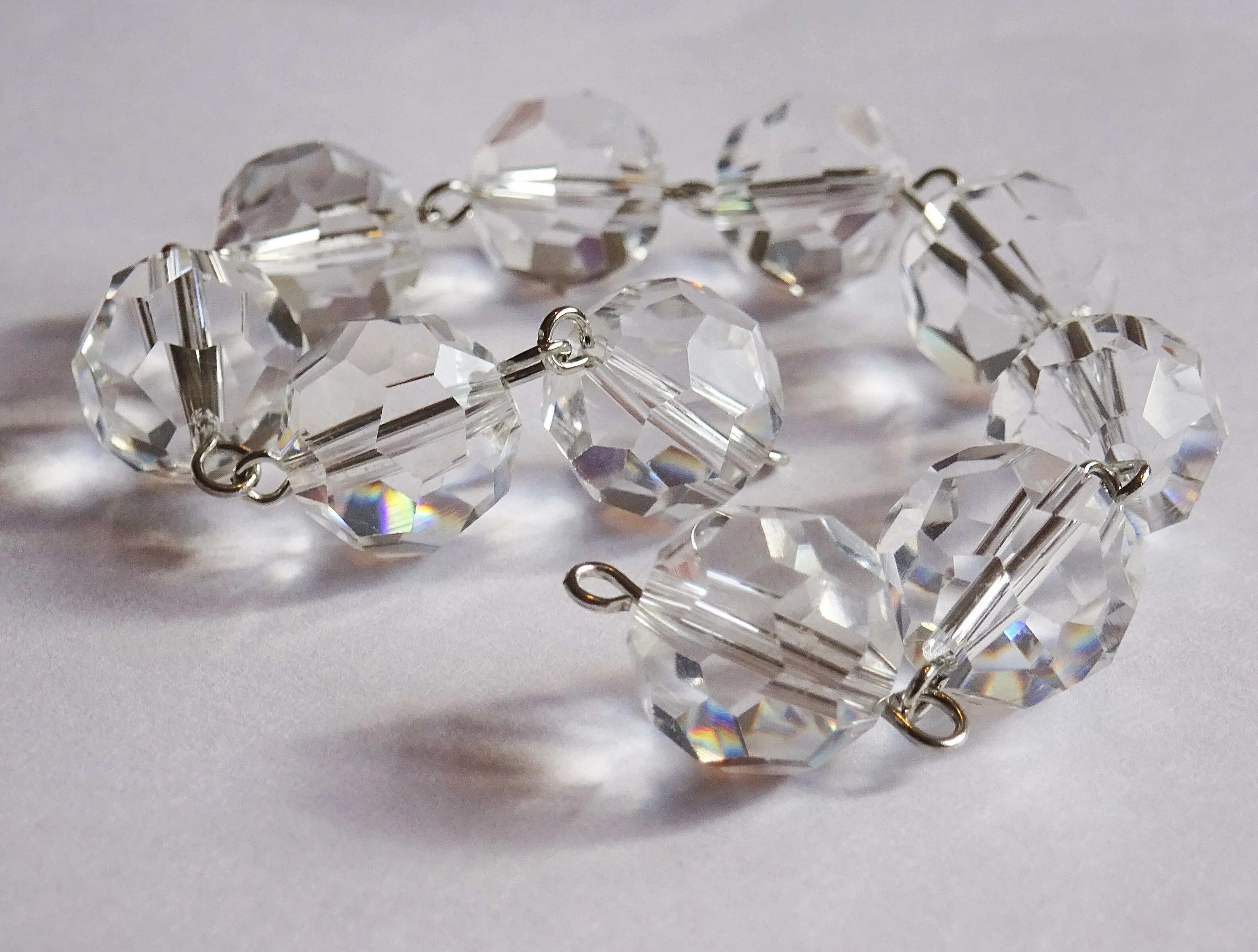 1 Strand 12 mm Clear Transparent Chandelier Ball Drops Cut Glass Crystals Garlands Beads Droplets colourless
