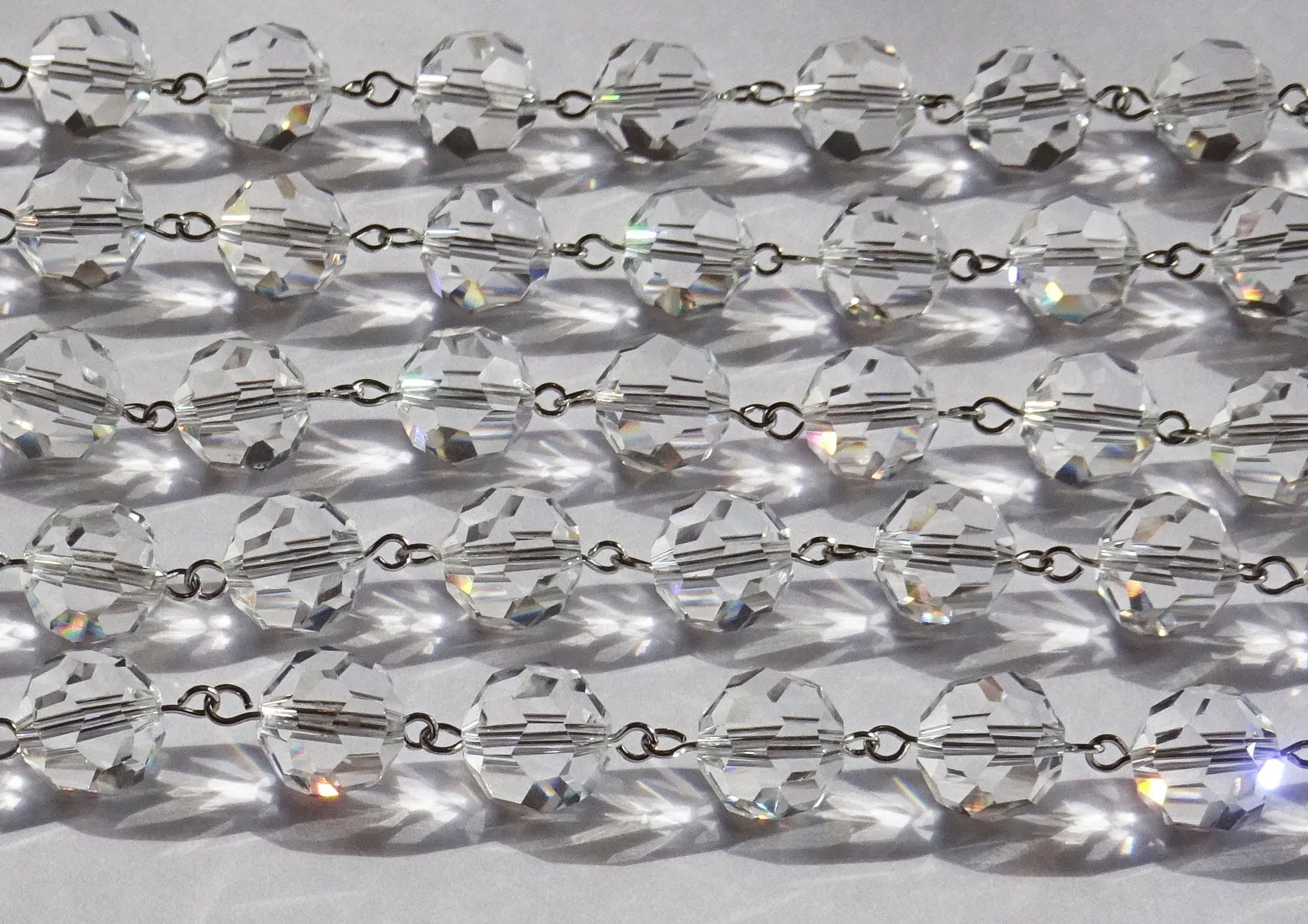 1 Strand 12 mm Clear Transparent Chandelier Ball Drops Cut Glass Crystals Garlands Beads Droplets colourless