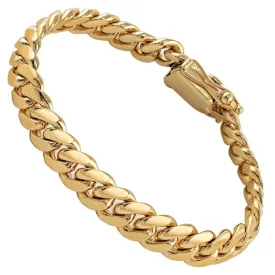 14k Yellow Solid Gold Cuban Link Bracelet 11 mm