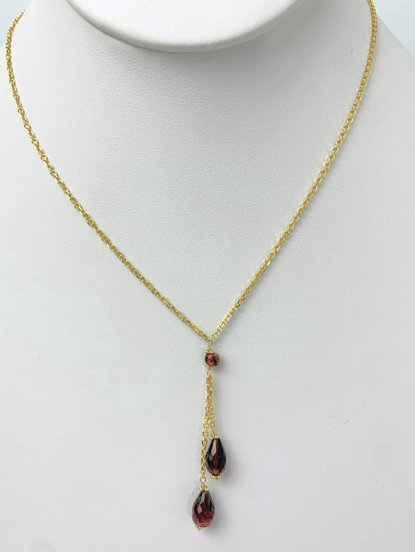 16" Tourmaline Lariat Necklace in 14KY - NCK-506-LARGM14Y-MLTI-17