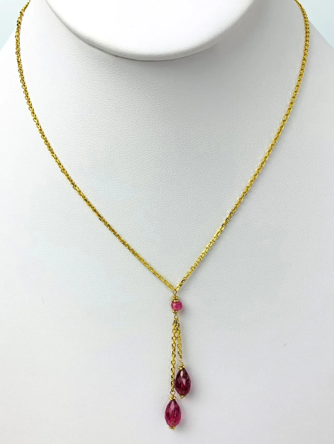 16" Tourmaline Lariat Necklace in 14KY - NCK-506-LARGM14Y-MLTI-17