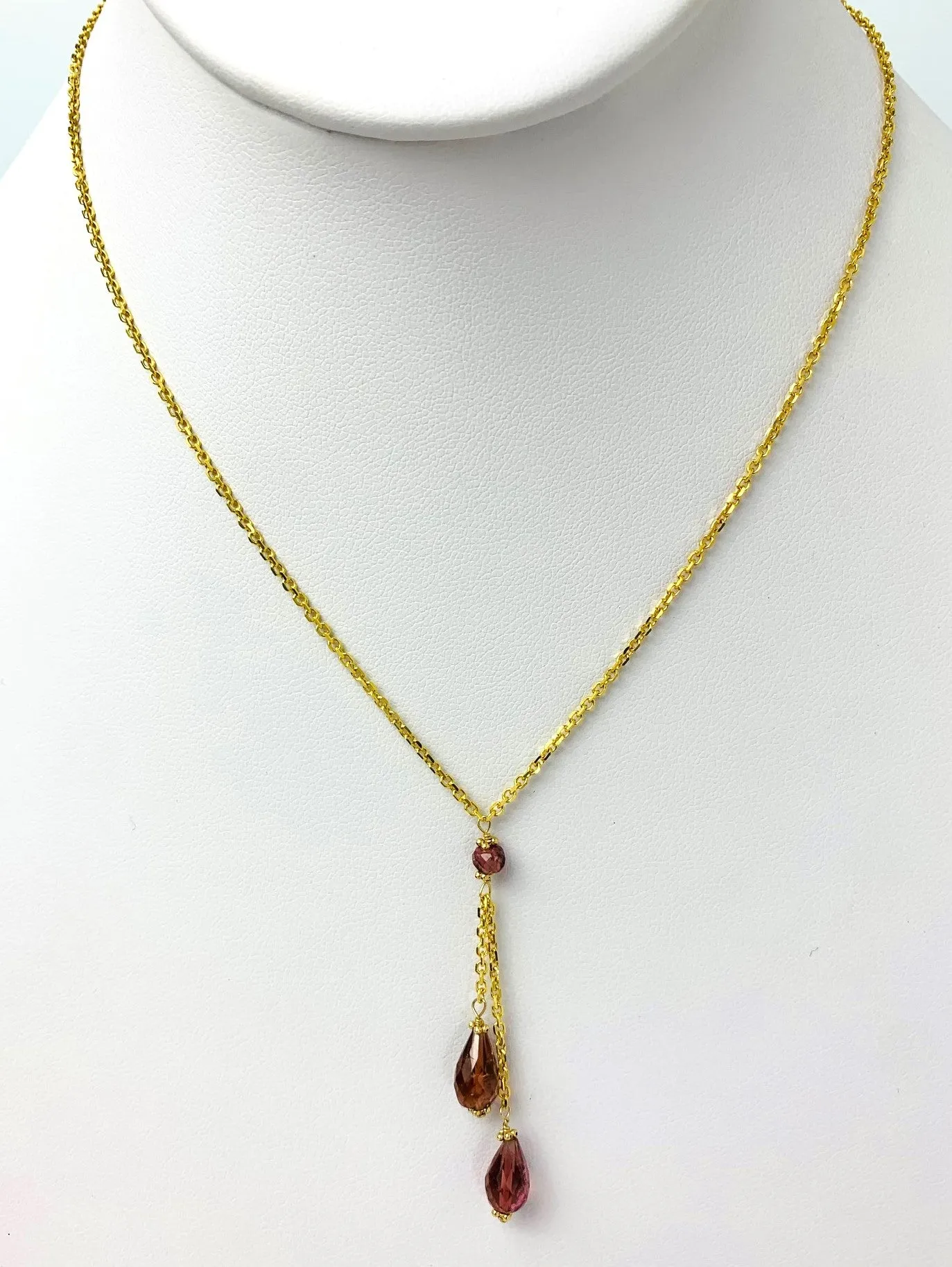 16" Tourmaline Lariat Necklace in 14KY - NCK-506-LARGM14Y-MLTI-17