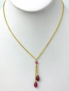 16" Tourmaline Lariat Necklace in 14KY - NCK-506-LARGM14Y-MLTI-17