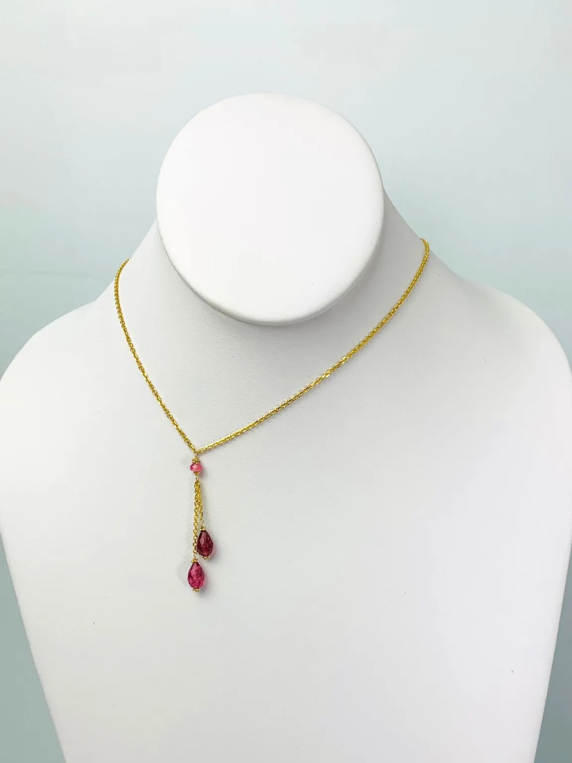 16" Tourmaline Lariat Necklace in 14KY - NCK-506-LARGM14Y-MLTI-17