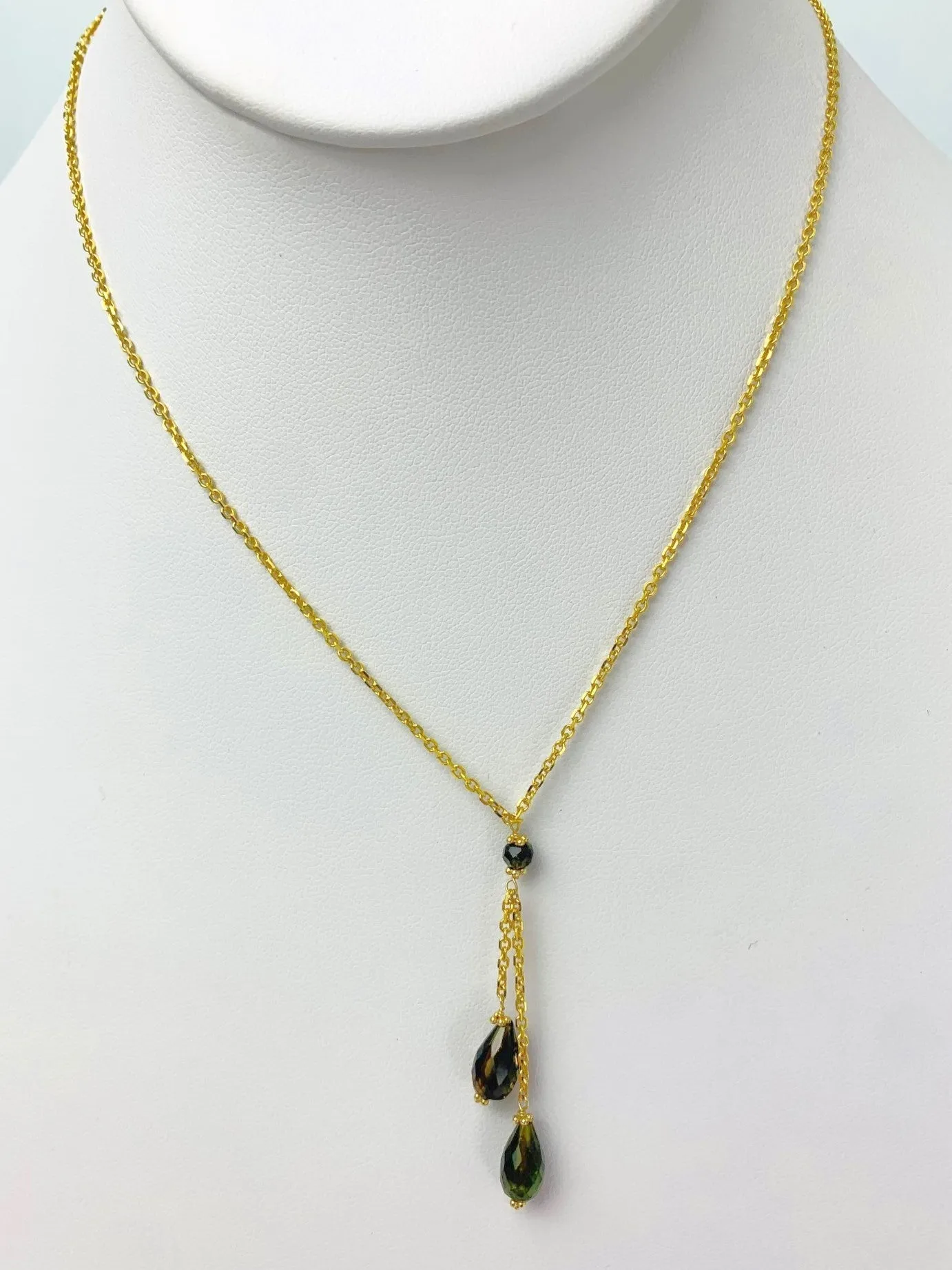 16" Tourmaline Lariat Necklace in 14KY - NCK-506-LARGM14Y-MLTI-17