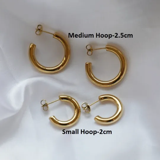18K Gold-Filled Thick Open Hoops