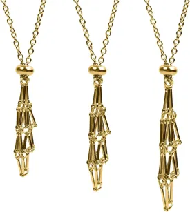 3PCS Crystal Holder Necklaces Stainless Steel Cage for Stone Adjustable Natural Crystal Cage Necklace Holder Necklace Quartz Natural Gemstone Jewelry for Women Men
