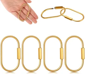 4 Pcs Brass Screw Lock Keychain, Durable Brass Screw Lock Clip Key Chain Ring Durable Simple Brass Keychain Holder Brass Key Ring Simple Style Car keychain for Men Women Gold