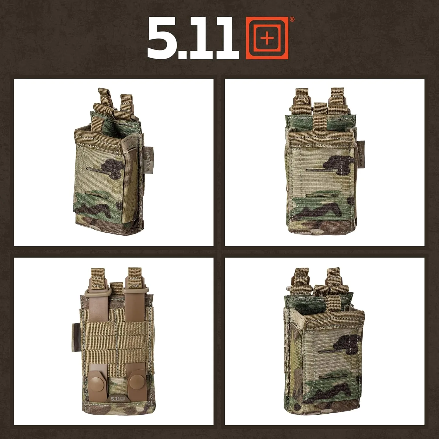 5.11 Tactical Flex Magazine MOLLE Pouches, Pistols Rifles, Single Double Triple, Multiple Colors