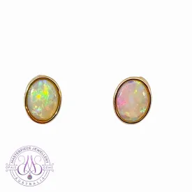 9kt Yellow Gold Oval Opal studs 8x6mm earrings