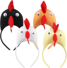 ABOOFAN Chicken Hair Hoop 4pcs Easter Chick Headband Rooster Animal Hair Hoop for Adults Birthday Dress- Up Party Supplies Random Color