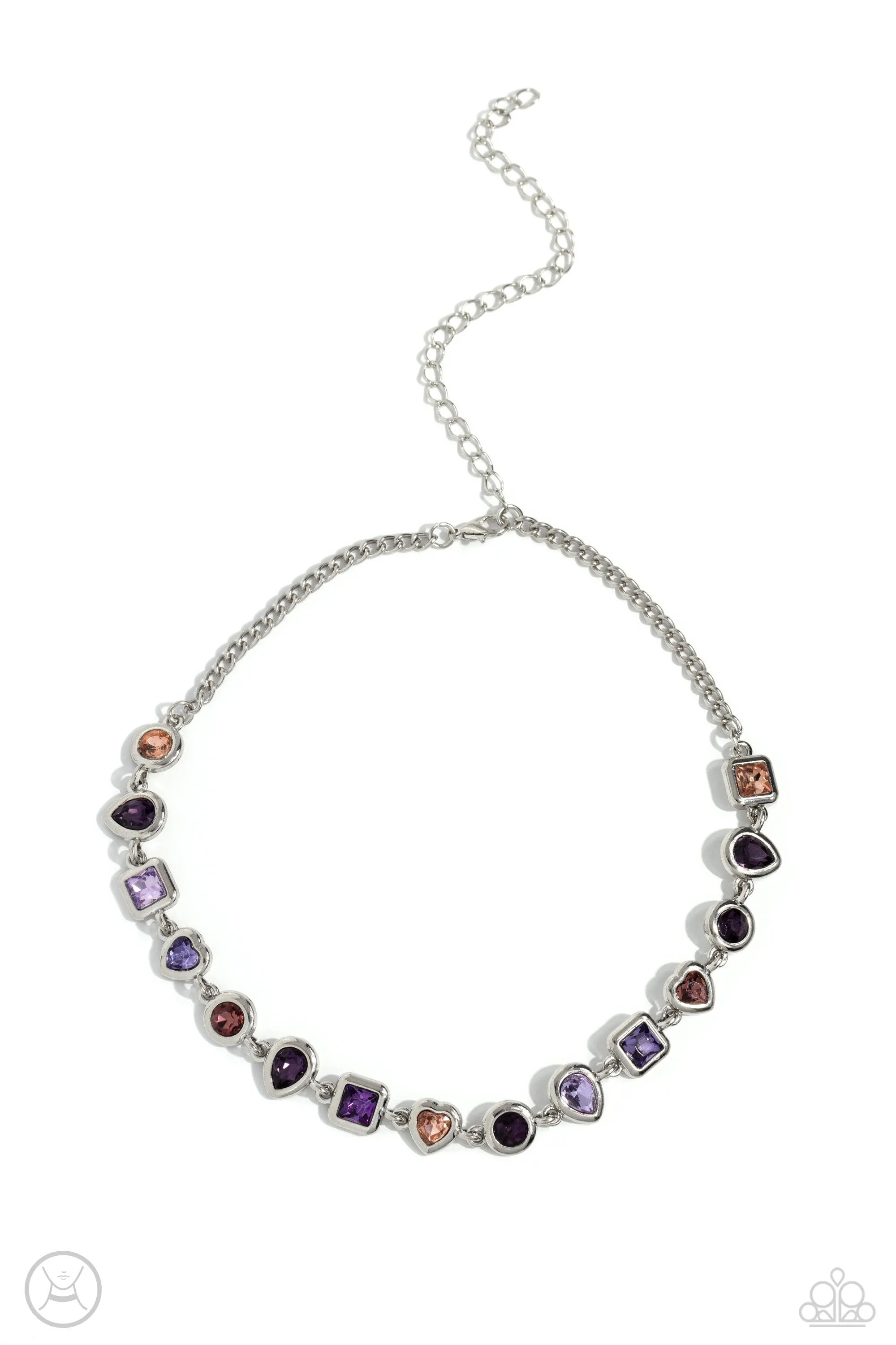 Abstract Admirer - Purple - Colored Shape Gem Paparazzi Choker Necklace