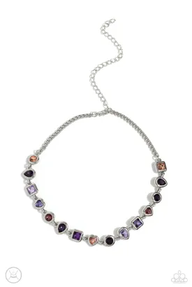 Abstract Admirer - Purple - Colored Shape Gem Paparazzi Choker Necklace