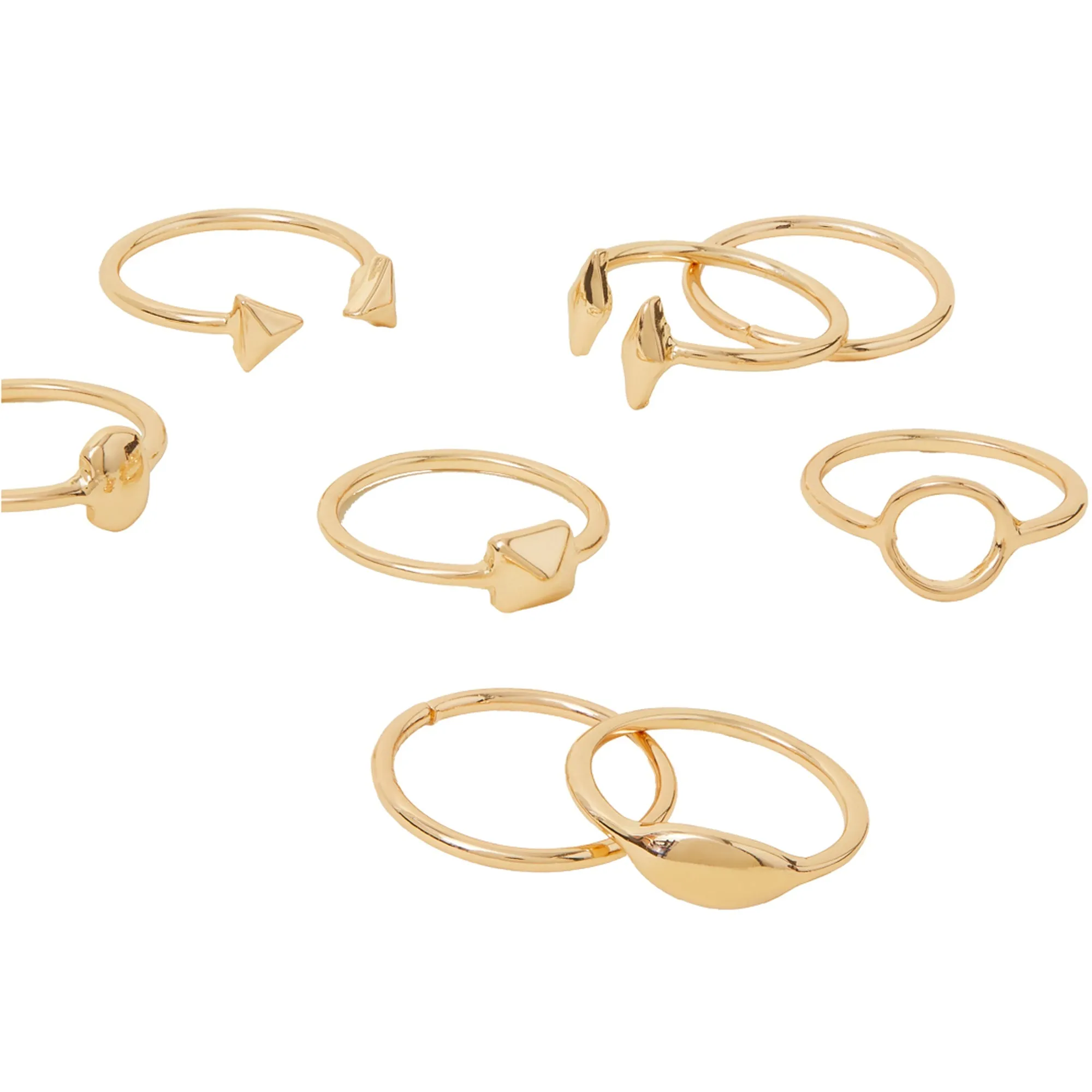 Accessorize London Women's Gold Geometric Stacking Rings Gold Set Of 8 - SMALL
