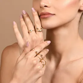 Accessorize London Women's Gold Geometric Stacking Rings Gold Set Of 8 - SMALL
