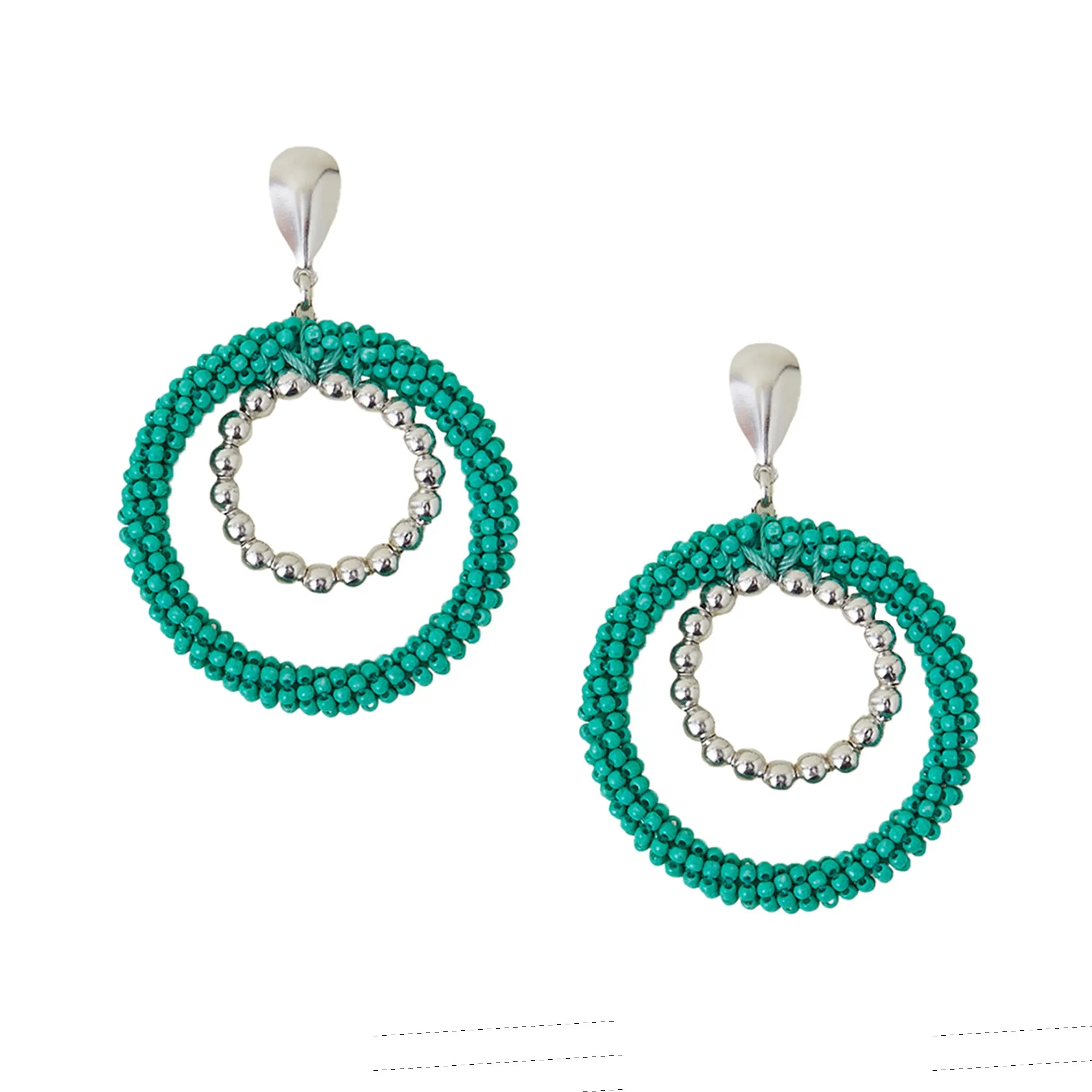 Accessorize London Women's Turquoise Chunky Bead Circle Drop Earrings