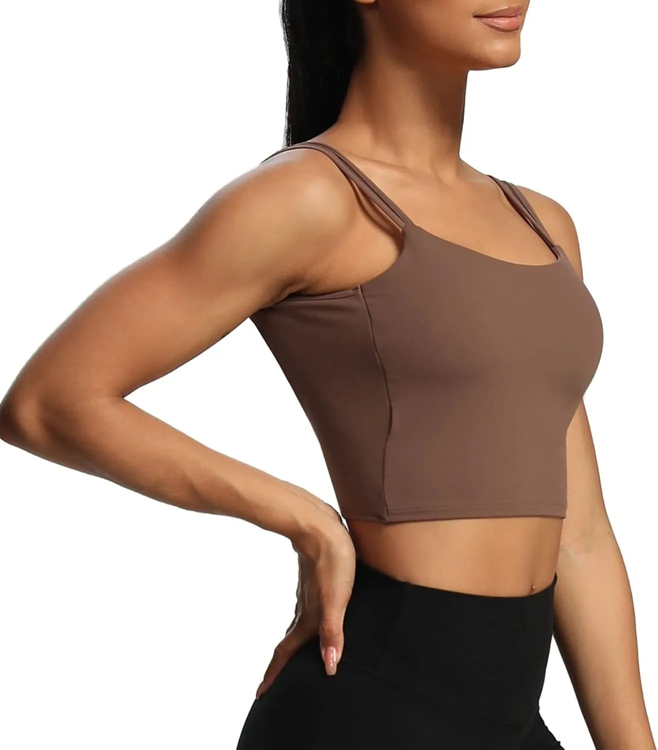 Aoxjox Women's Workout Sports Bras Fitness Padded Backless Yoga Crop Tank Top Twist Back Cami