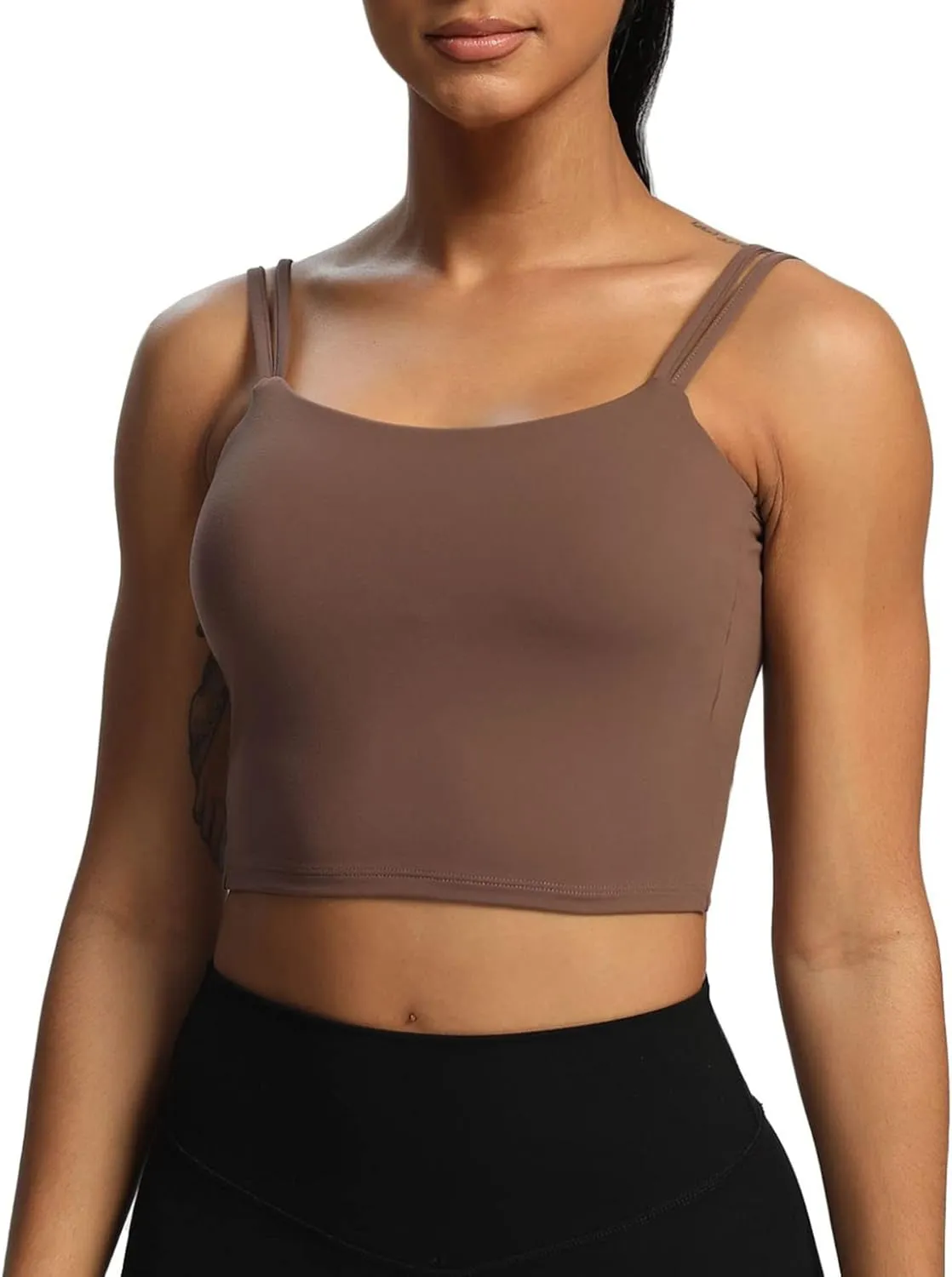 Aoxjox Women's Workout Sports Bras Fitness Padded Backless Yoga Crop Tank Top Twist Back Cami