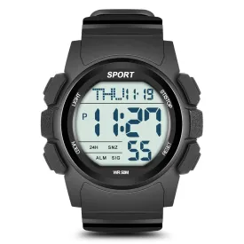 Beeasy Mens Digital Sports Watch Waterproof with Stopwatch Countdown Timer Alarm Mode Dual Time Watch for Men Black