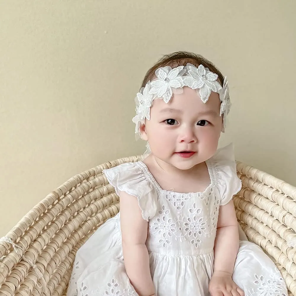 Bethynas Baby Girls Cute Bow-knot Headband Soft Lace Floral Hairbands Newborn Infant Toddlers Kids Hair Accessories (Style 1)