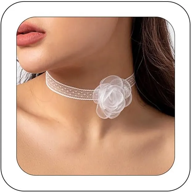 Bethynas Vintage Flower Lace Velvet Choker Necklace Lolita Sexy Rose Lace Collar Neck Chain Bridal Wedding Party Neck Jewelry for Women