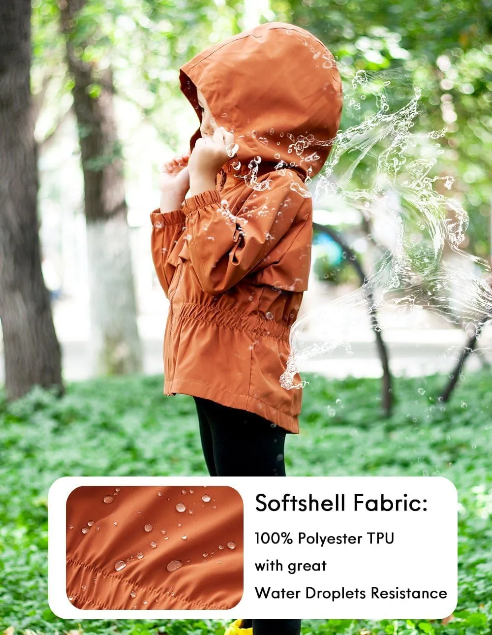 BINIDUCKLING Kids Rain Jacket Toddler Raincoat Girls Boys Spring Jacket 2-8 Years