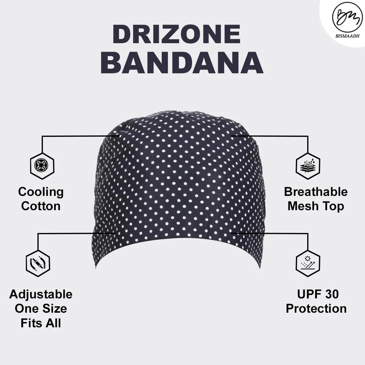 BISMAADH Bamboo Cotton Polka Dot Printed Patka Durag Headcover Skull Cap