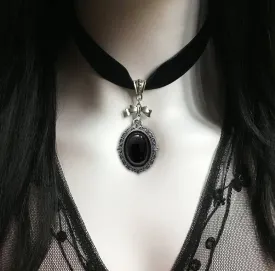 Black Velvet Gothic Victorian Black Cameo Choker Necklace