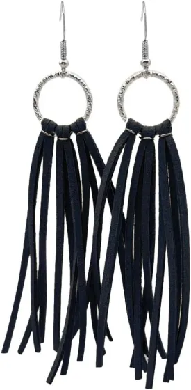 Bohemian Suede Tassel Fringe Earrings Geometric Deerskin Boho Western Statement Dangel Earrings for Women Handmade Lightweight Jewelry