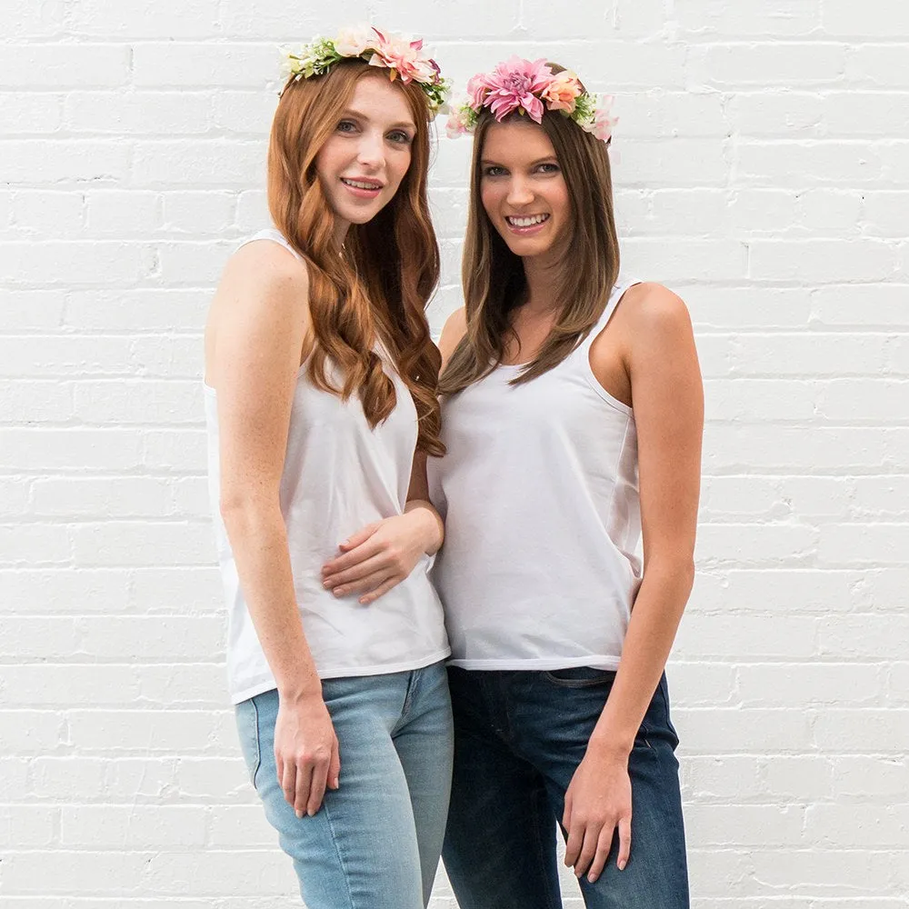 BRIDAL PARTY FLOWER CROWN WREATH - DUSTY PINK DAHLIA MEDLEY