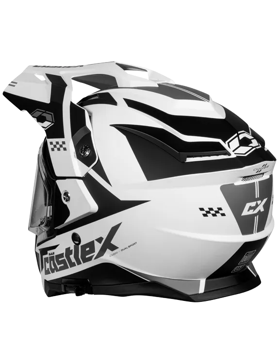 Castle CX200 Dual Sport Snow Helmet Wrath Matte White Electric Shield