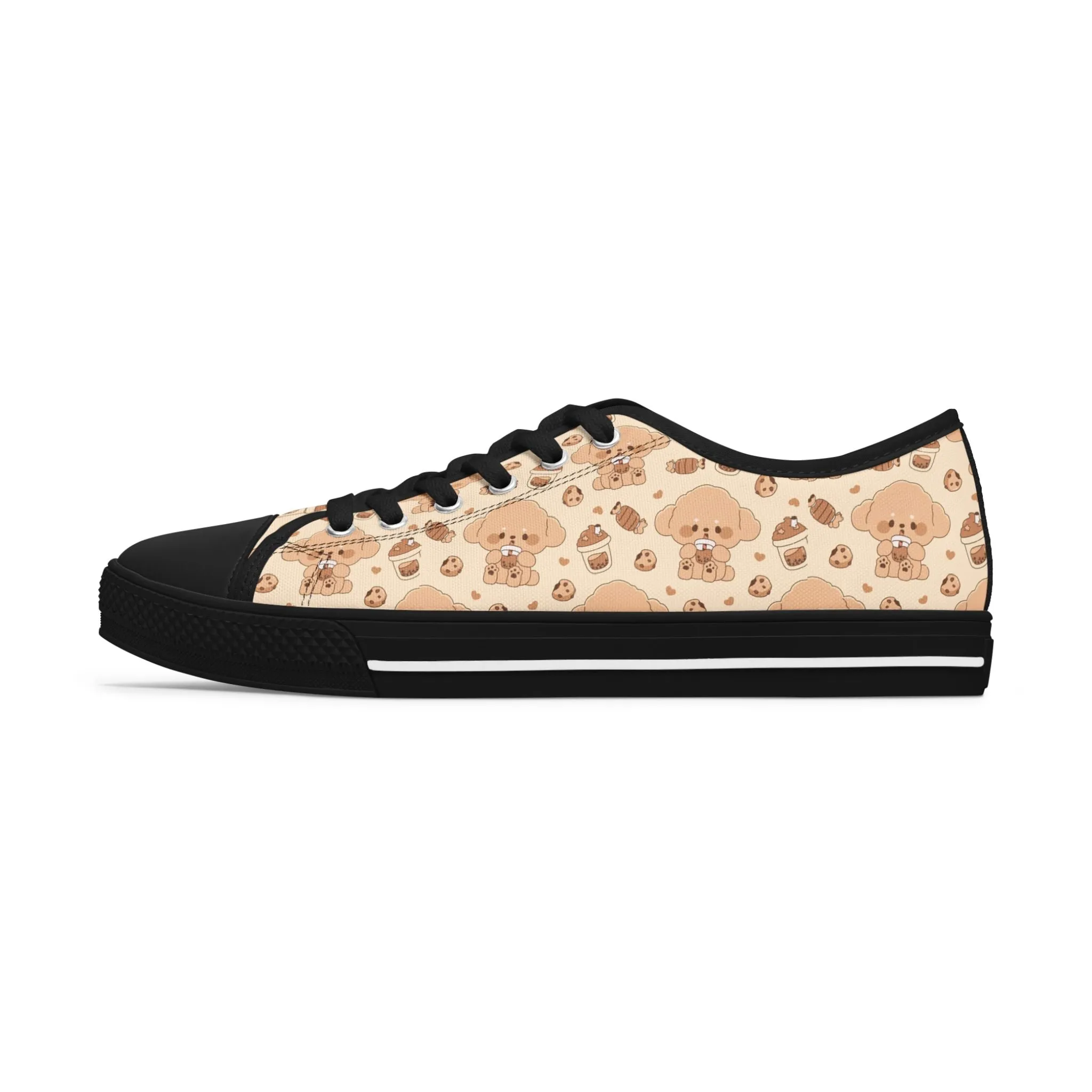 Cute Dog and Milk Boba Women's Low Top Sneakers