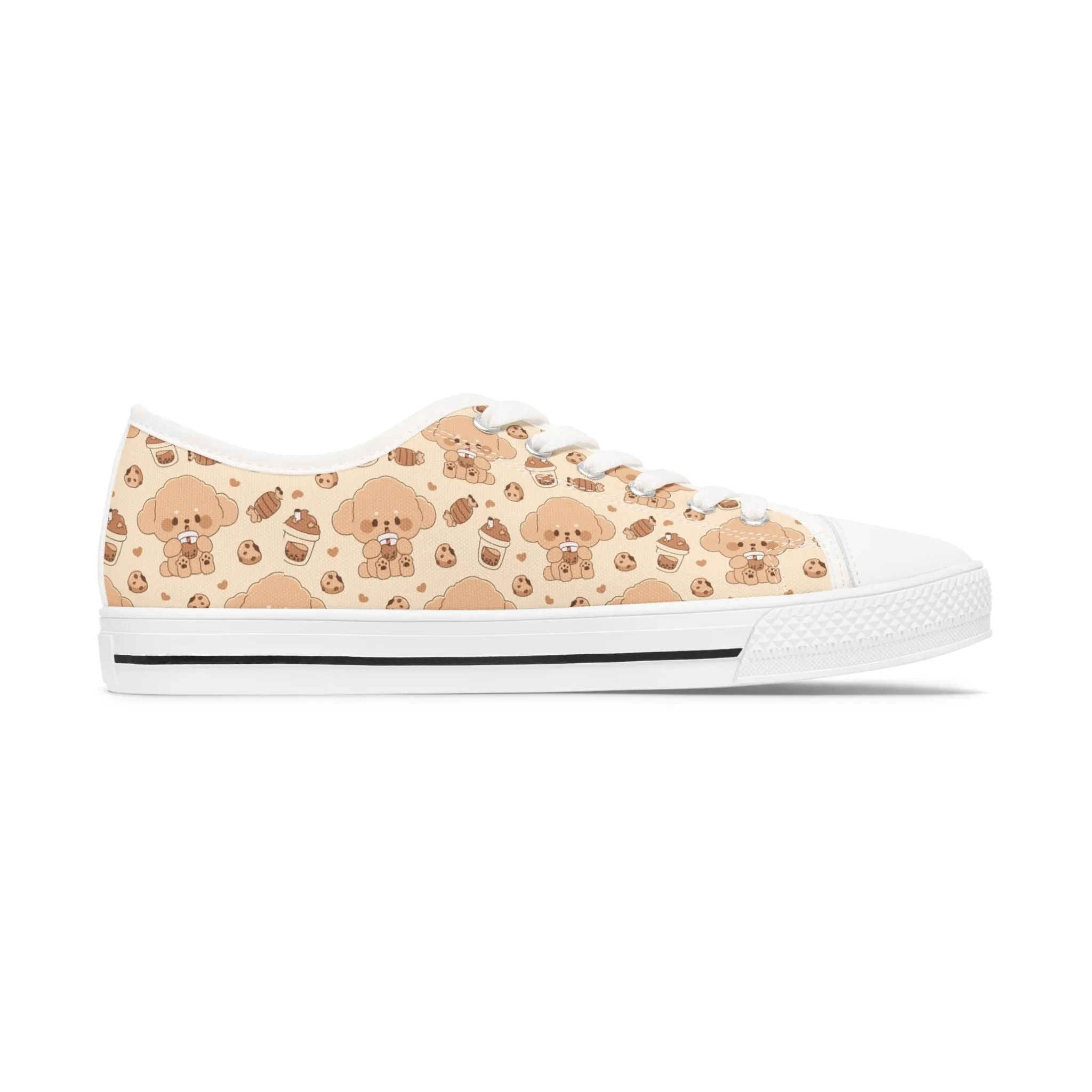 Cute Dog and Milk Boba Women's Low Top Sneakers