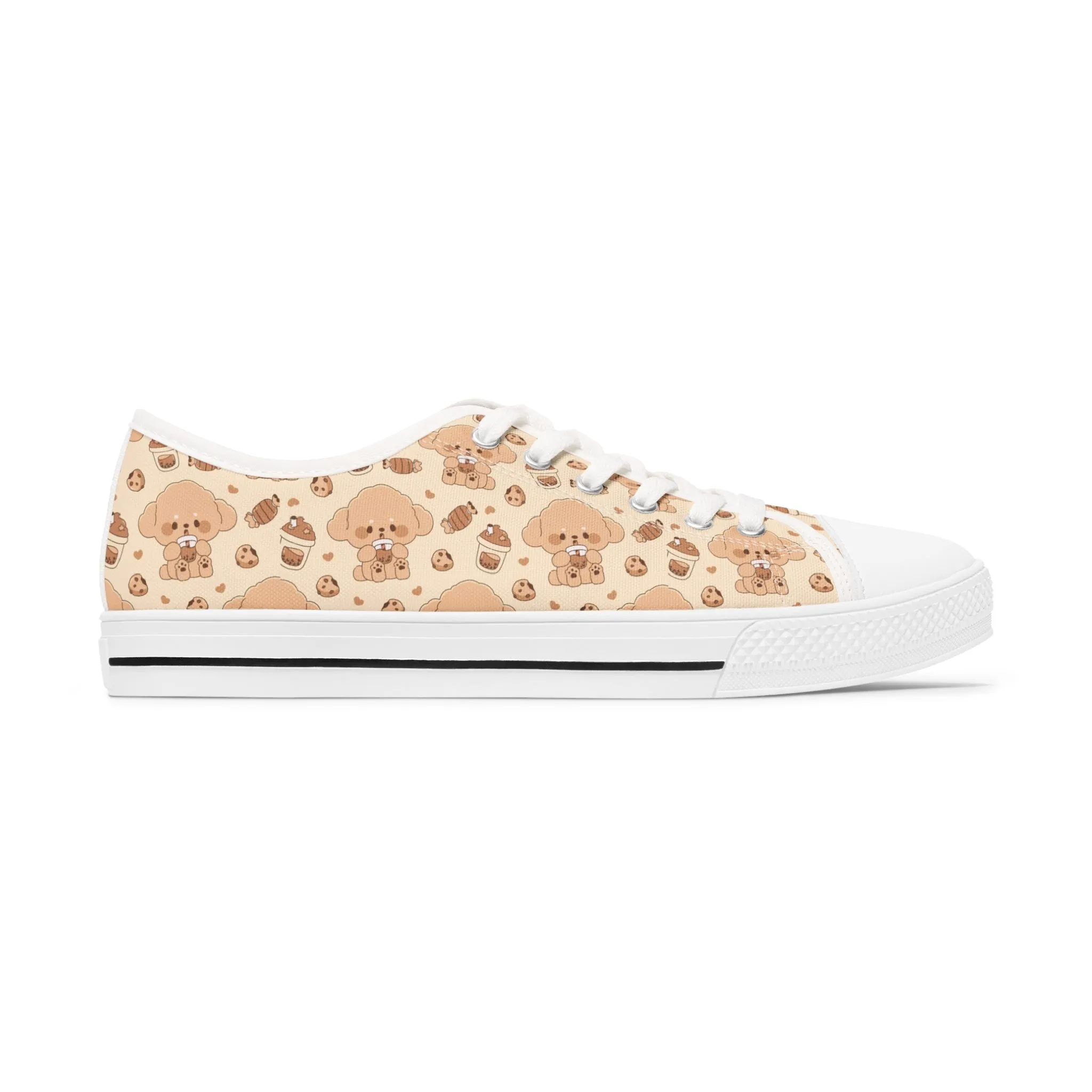Cute Dog and Milk Boba Women's Low Top Sneakers