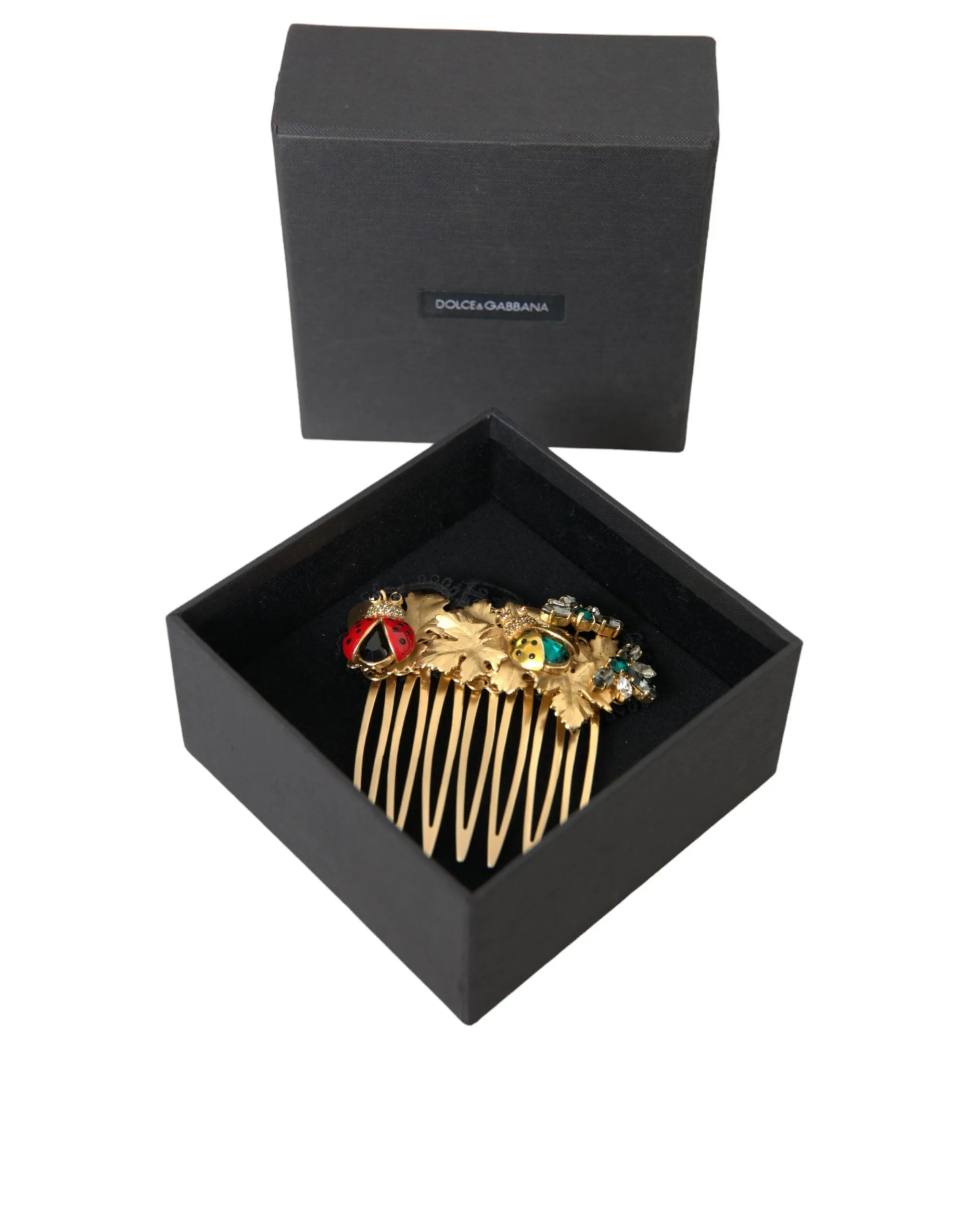 Dolce & Gabbana Gold Brass Crystal Lady Bug Women Hair Comb