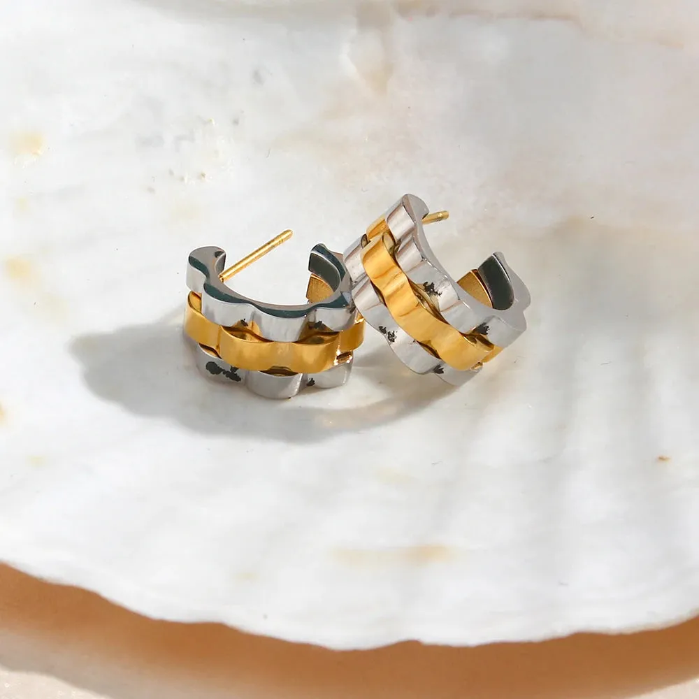 E.B.belle Cool Fashion Thick Chunky Hoop Earrings Gold Silver