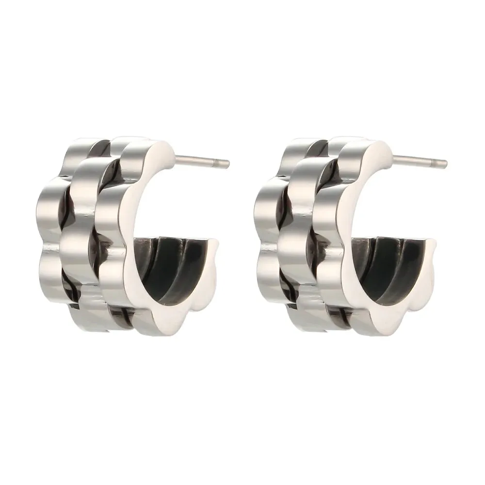 E.B.belle Cool Fashion Thick Chunky Hoop Earrings Gold Silver