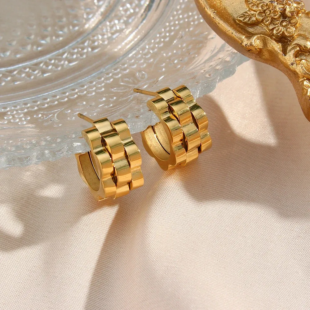 E.B.belle Cool Fashion Thick Chunky Hoop Earrings Gold Silver