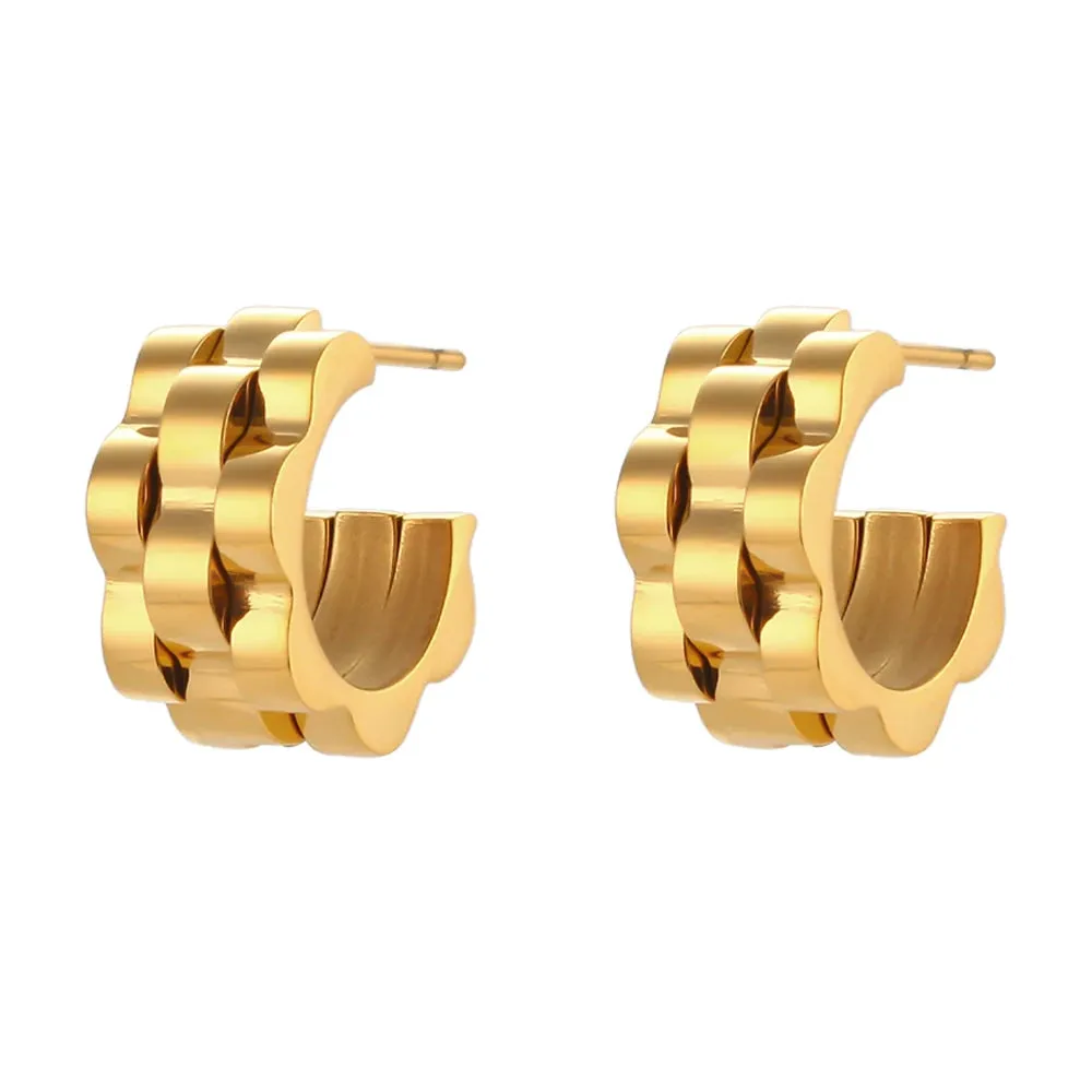 E.B.belle Cool Fashion Thick Chunky Hoop Earrings Gold Silver