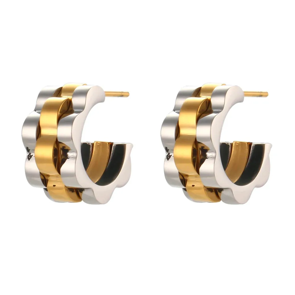E.B.belle Cool Fashion Thick Chunky Hoop Earrings Gold Silver
