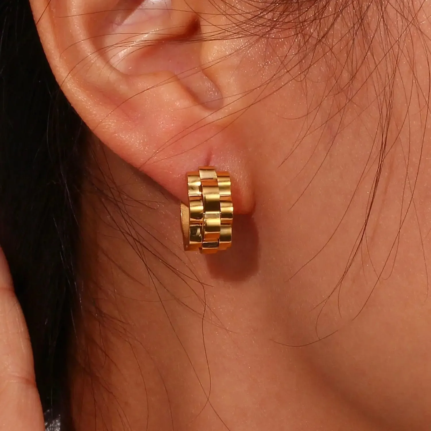 E.B.belle Cool Fashion Thick Chunky Hoop Earrings Gold Silver