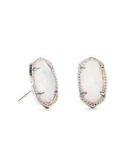Ellie Silver Plated Earrings in White Kyocera Opal by Kendra Scott
