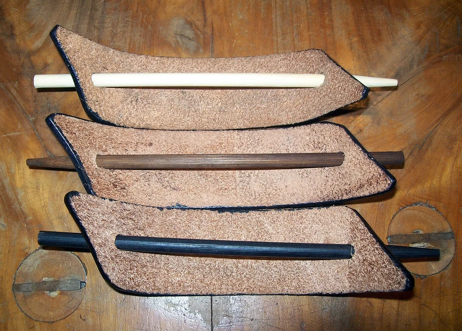 Extra Large "Dark" Design Leather Stick Barrette