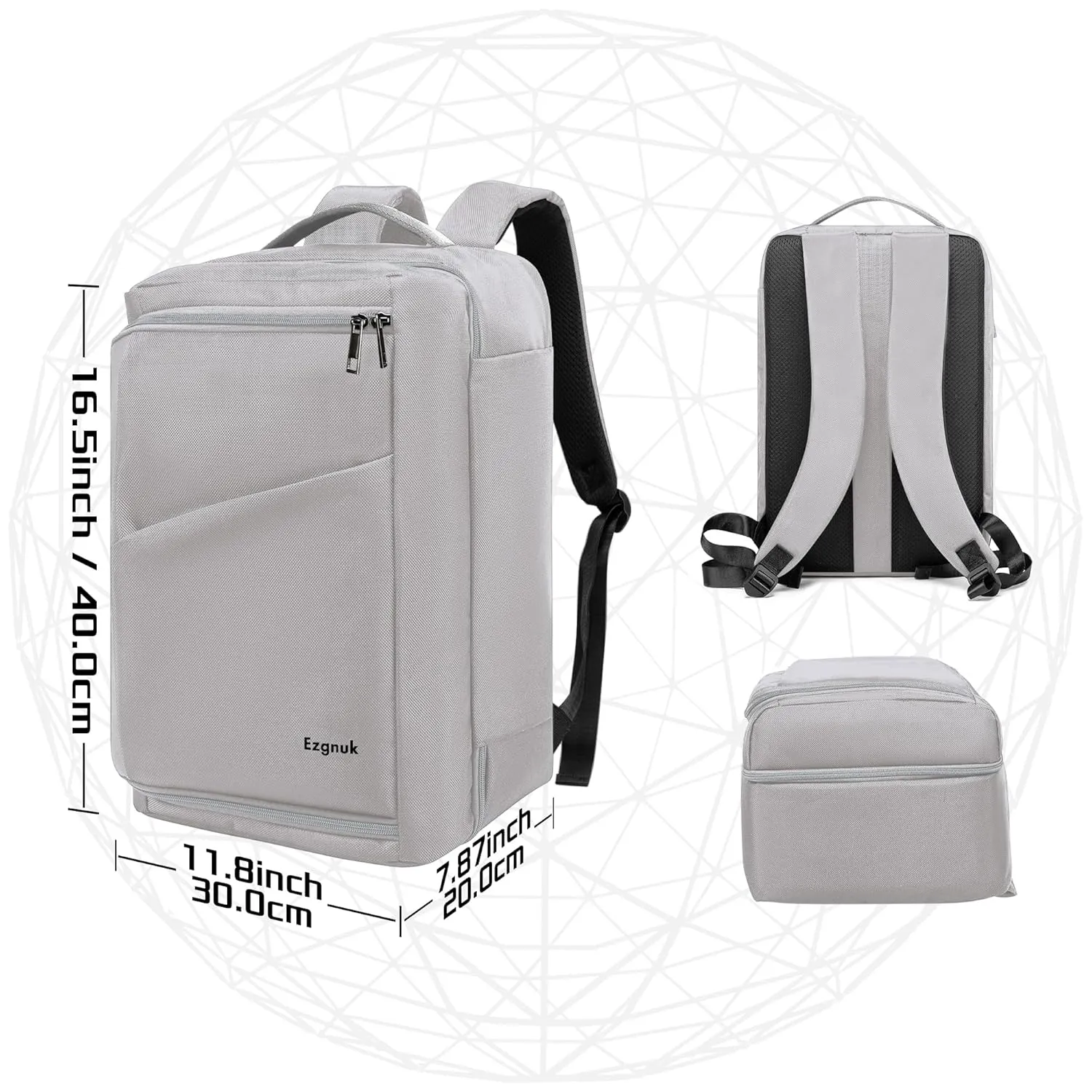 Ezgnuk Game Backpack for PS5 Console, Protective Travel Carrying Case, Large Capacity Storage Bag with Zippered Pocket for PlayStation 5, Laptop, Headphones, Game Discs and Accessories (Light Gray)