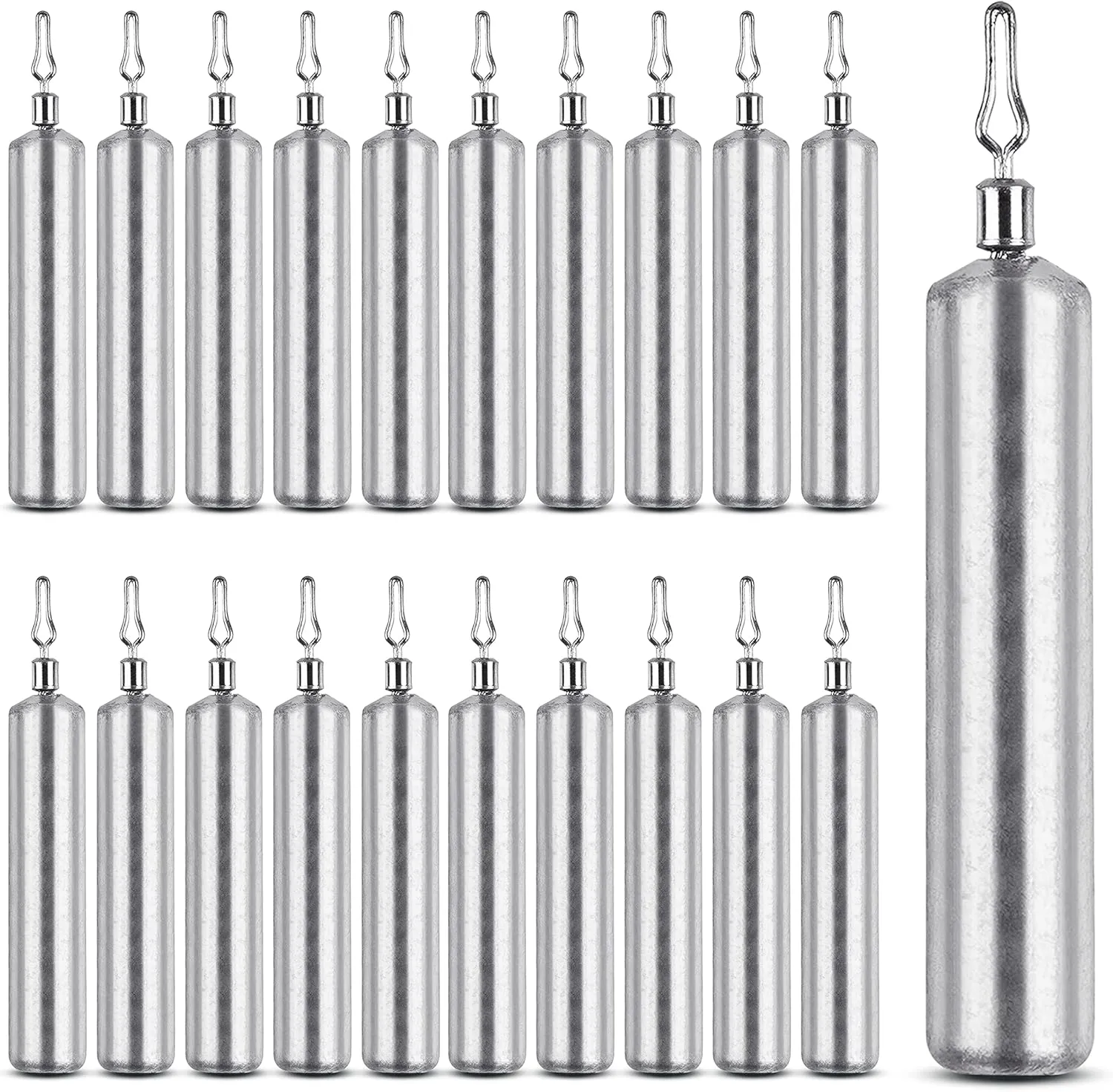 Fishing Drop Shot Weight Sinkers Skinny Sinkers Weights with Barrel Swivels No Snag Pencil Shaped Lead Sinker Weights Dropshot Fishing Sinkers for Drop Shot Rig Bass Fishing