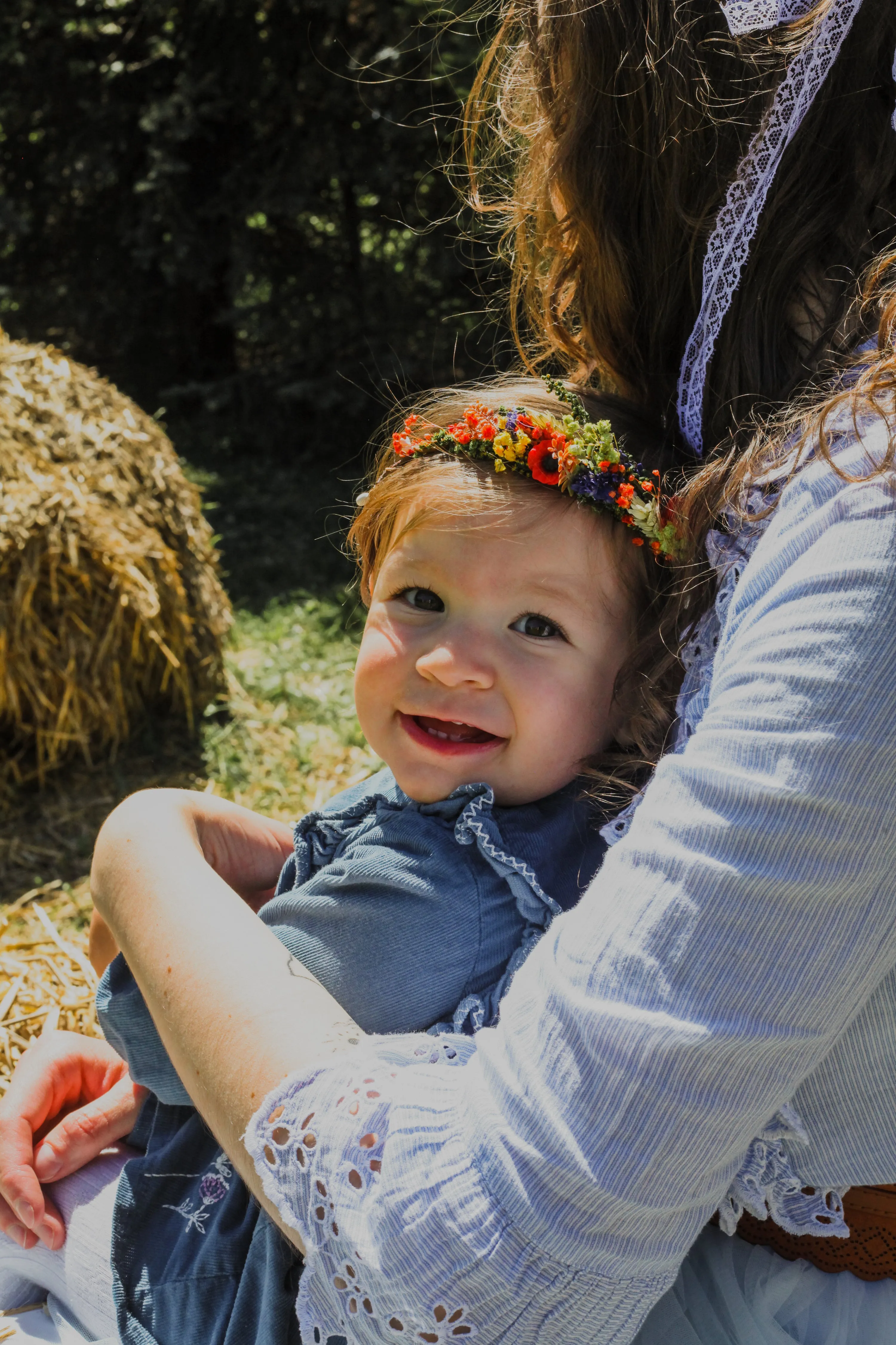 Folk Mommy and Me flower crowns Matching set of hair wreaths for mum and daughter Family photoshoot Flower girl wreath Bridal meadow wreath