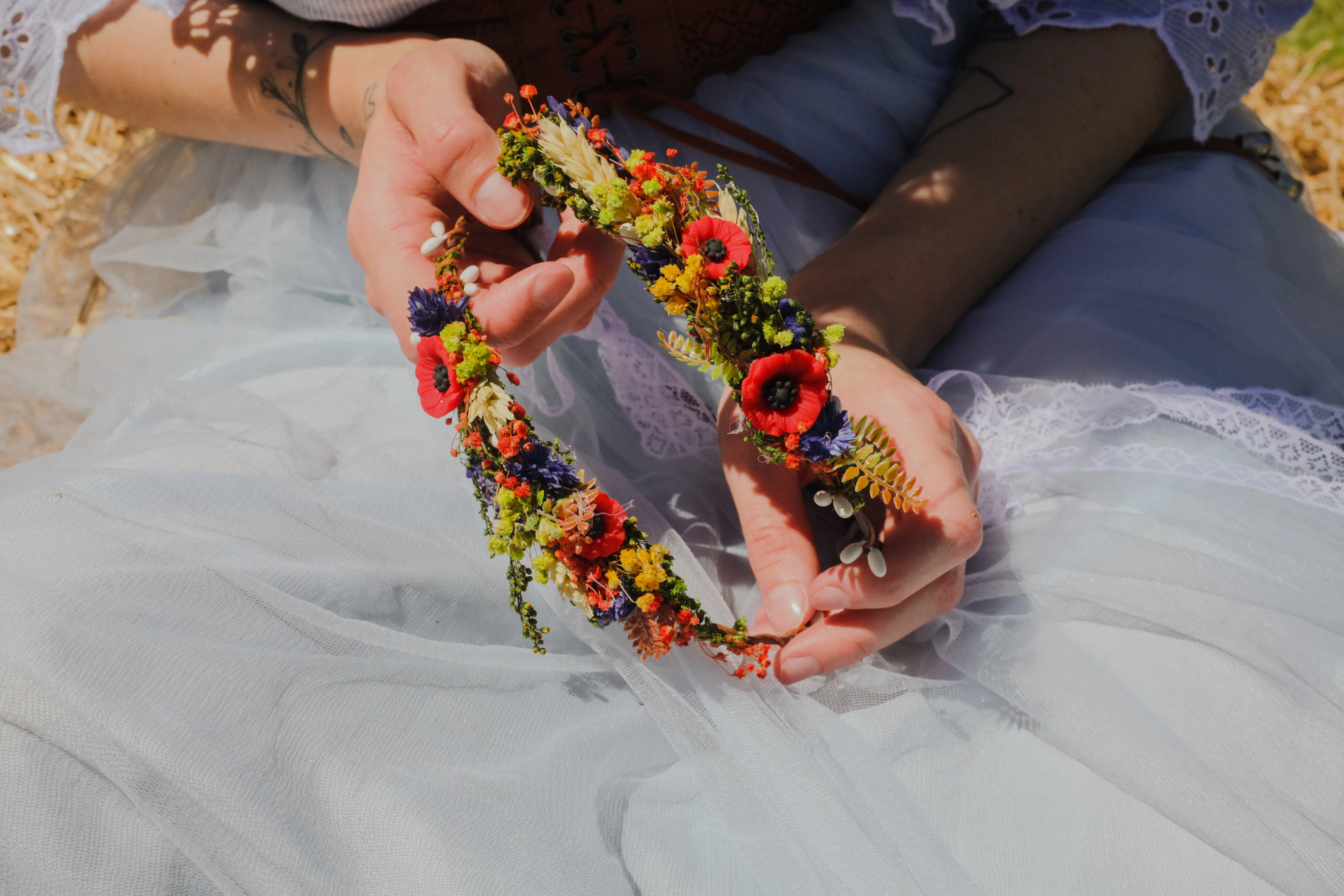 Folk Mommy and Me flower crowns Matching set of hair wreaths for mum and daughter Family photoshoot Flower girl wreath Bridal meadow wreath