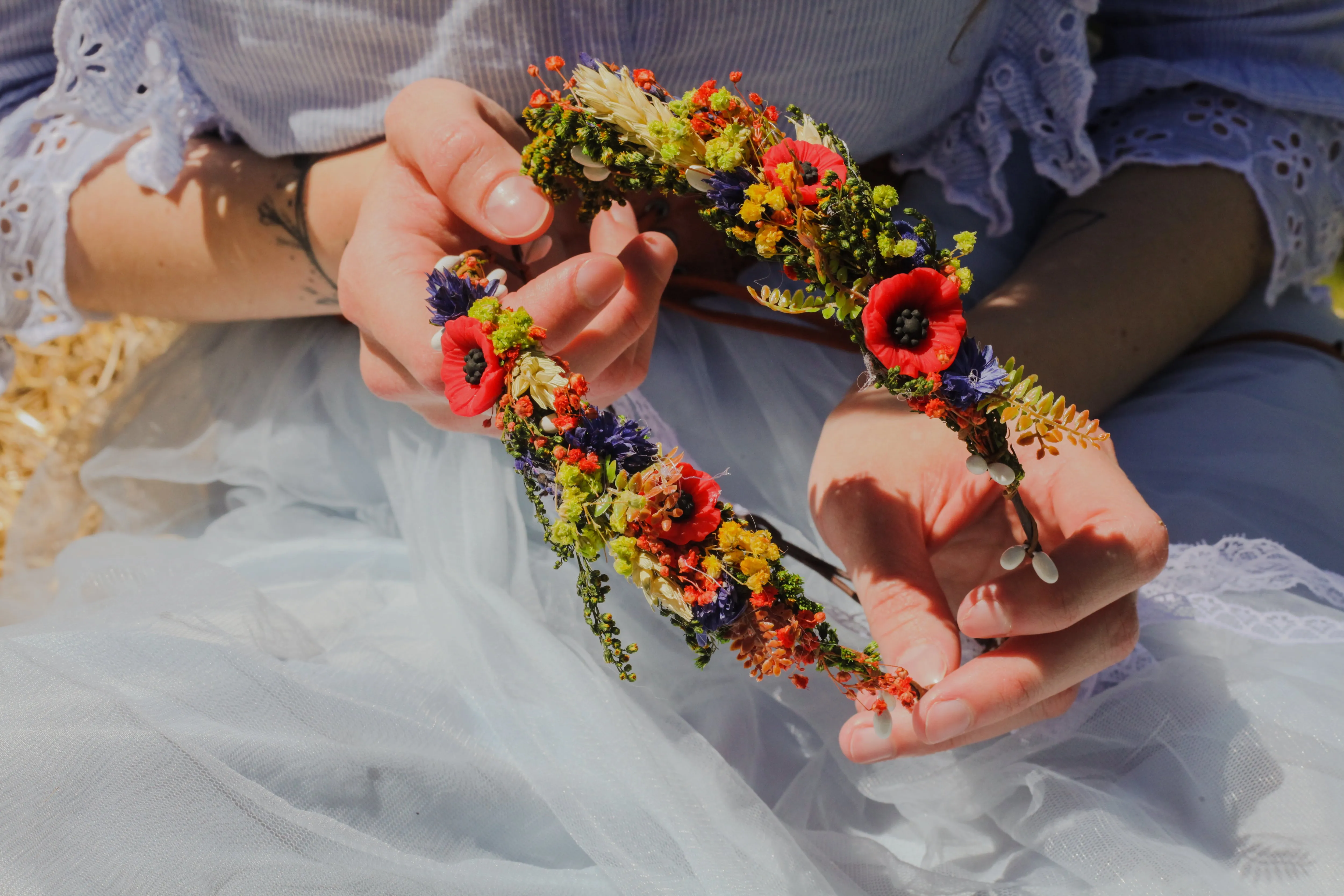 Folk Mommy and Me flower crowns Matching set of hair wreaths for mum and daughter Family photoshoot Flower girl wreath Bridal meadow wreath