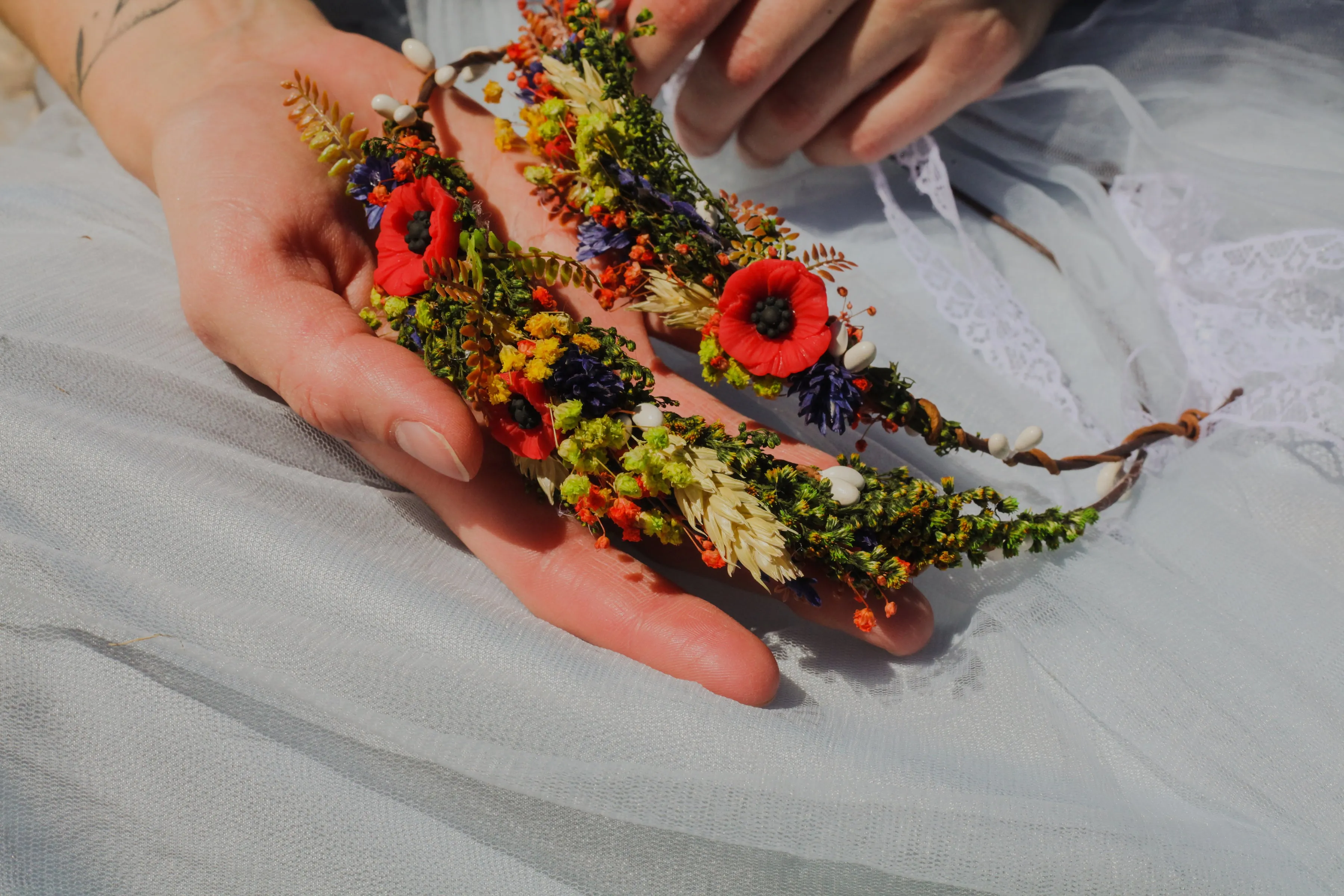 Folk Mommy and Me flower crowns Matching set of hair wreaths for mum and daughter Family photoshoot Flower girl wreath Bridal meadow wreath